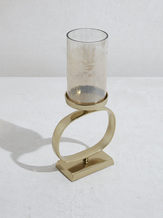 Westside Home Gold Oval Pillar Candle Stand-Small