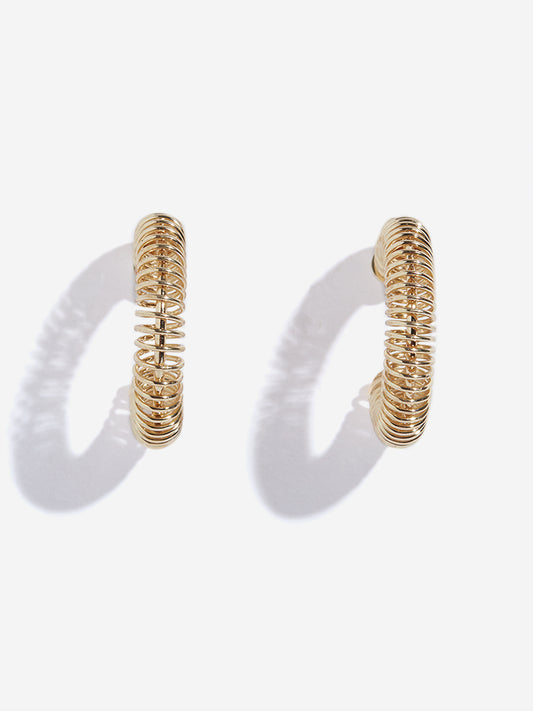 Westside Accessories Gold Spiral Design Hoop Earrings