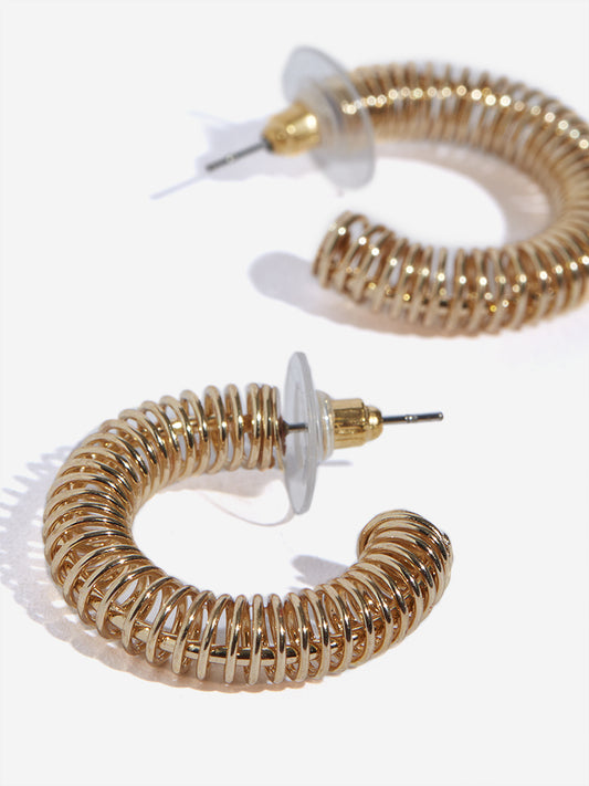 Westside Accessories Gold Spiral Design Hoop Earrings