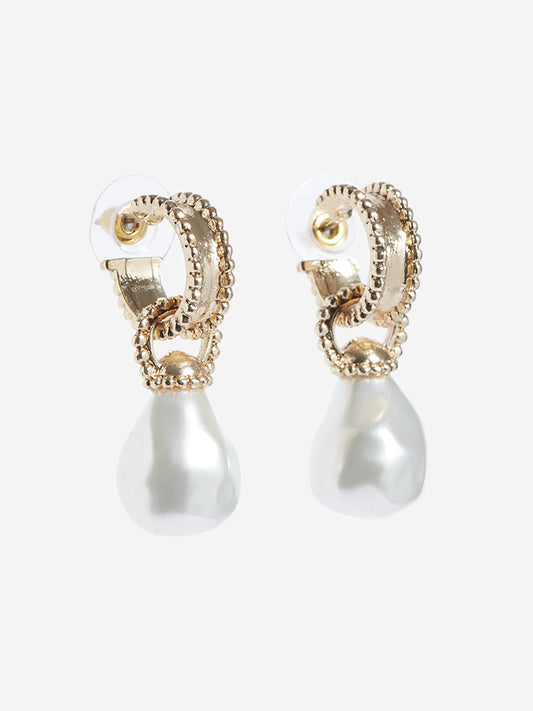 Westside Accessories Gold Pearl Design Earrings