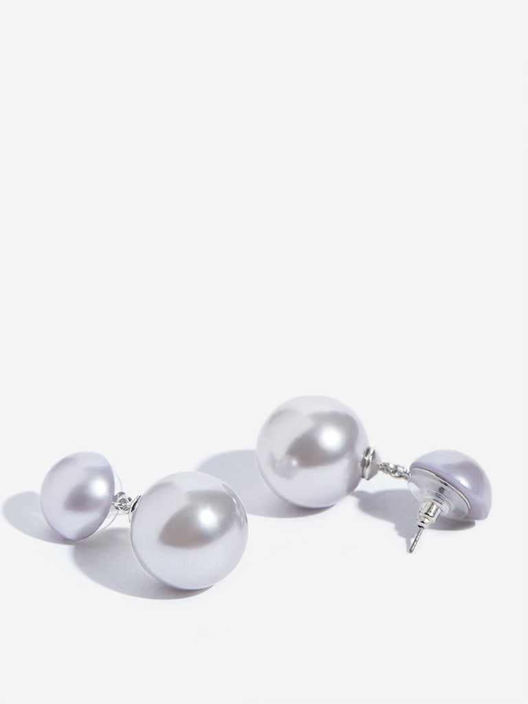 Westside Accessories Grey Faux Pearls Teardrop Earrings