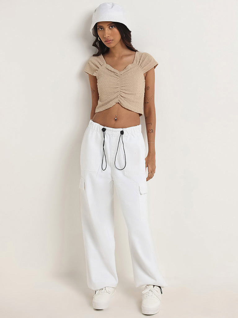 Nuon White Relaxed - Fit Mid Rise Jeans