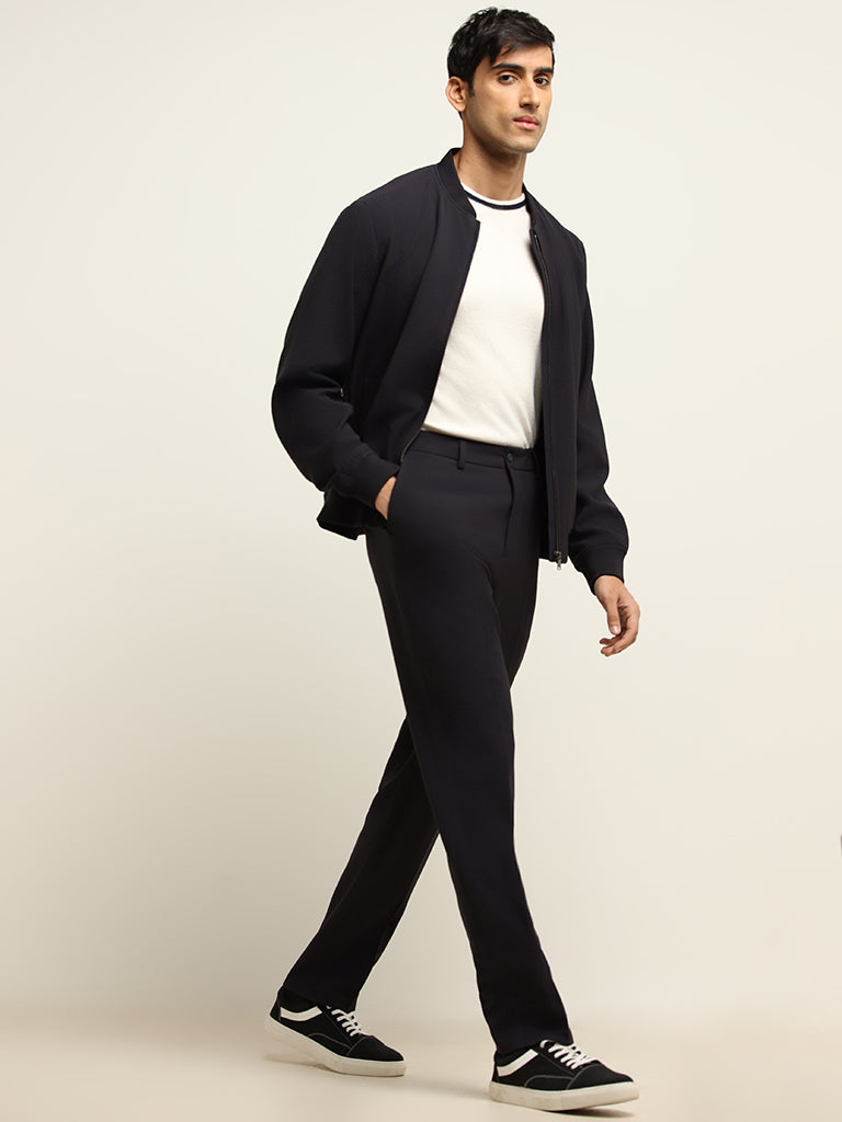 Ascot Navy Relaxed Fit Bomber Jacket