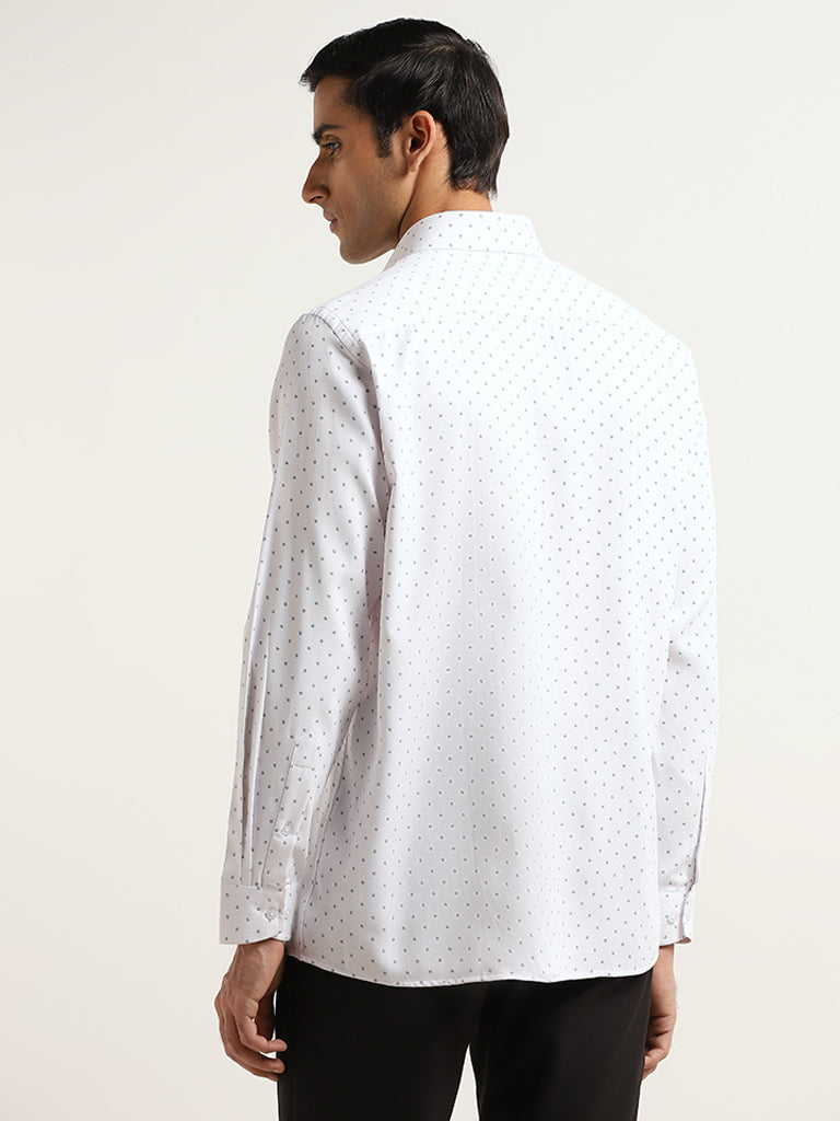 WES Formals White Printed Relaxed Fit Shirt