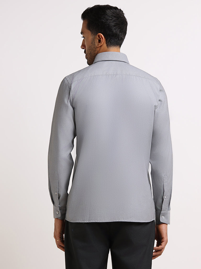 WES Formals Grey Monochrome Slim Fit Shirt