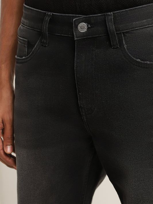 Nuon Black Straight-Leg Mid Rised Jeans