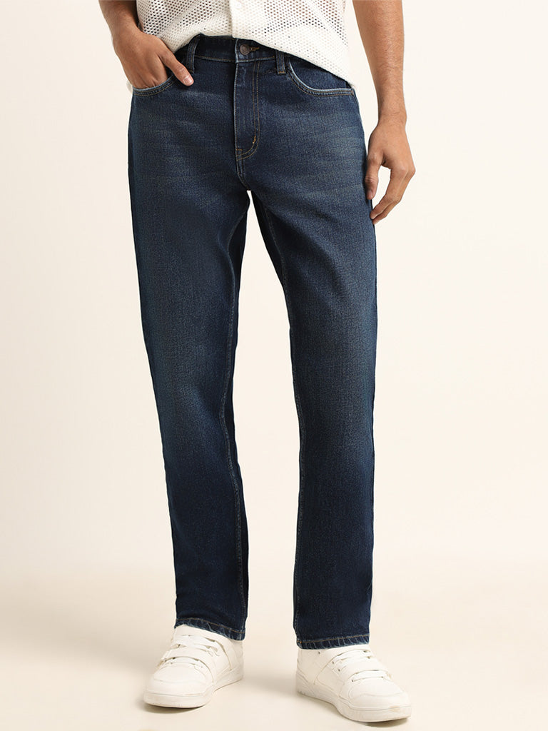 Nuon Blue Straight-Fit Mid Rise Jeans