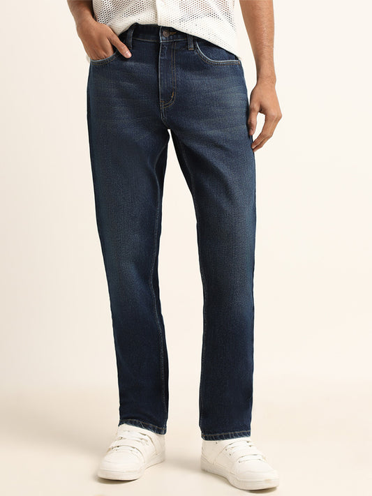 Nuon Blue Straight-Leg Mid Rised Jeans