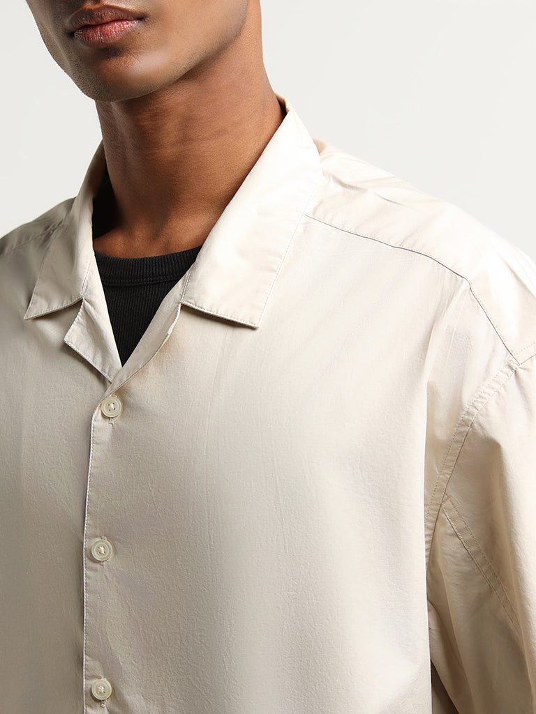 Nuon Beige Cotton Oversized-Fit Shirt