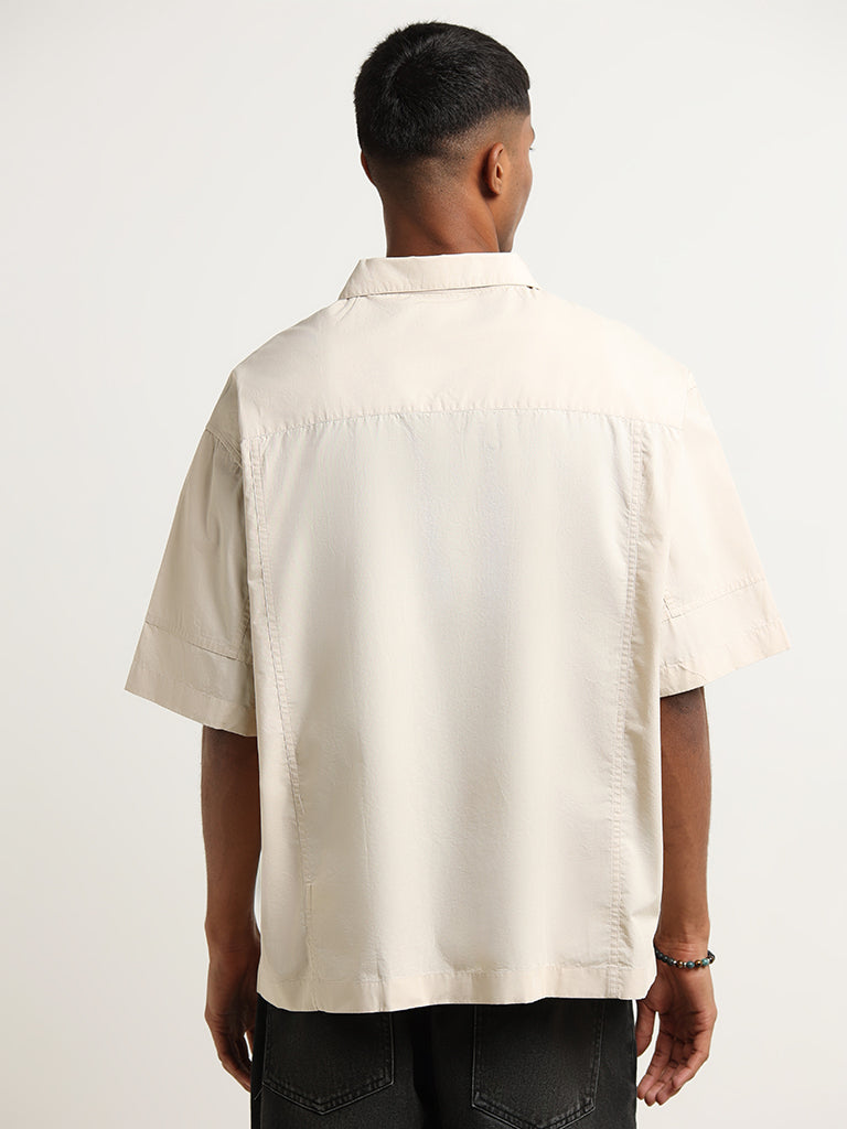 Nuon Beige Cotton Oversized-Fit Shirt