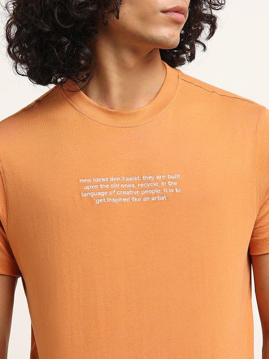 Nuon Orange Embroidered Relaxed Fit T-Shirt