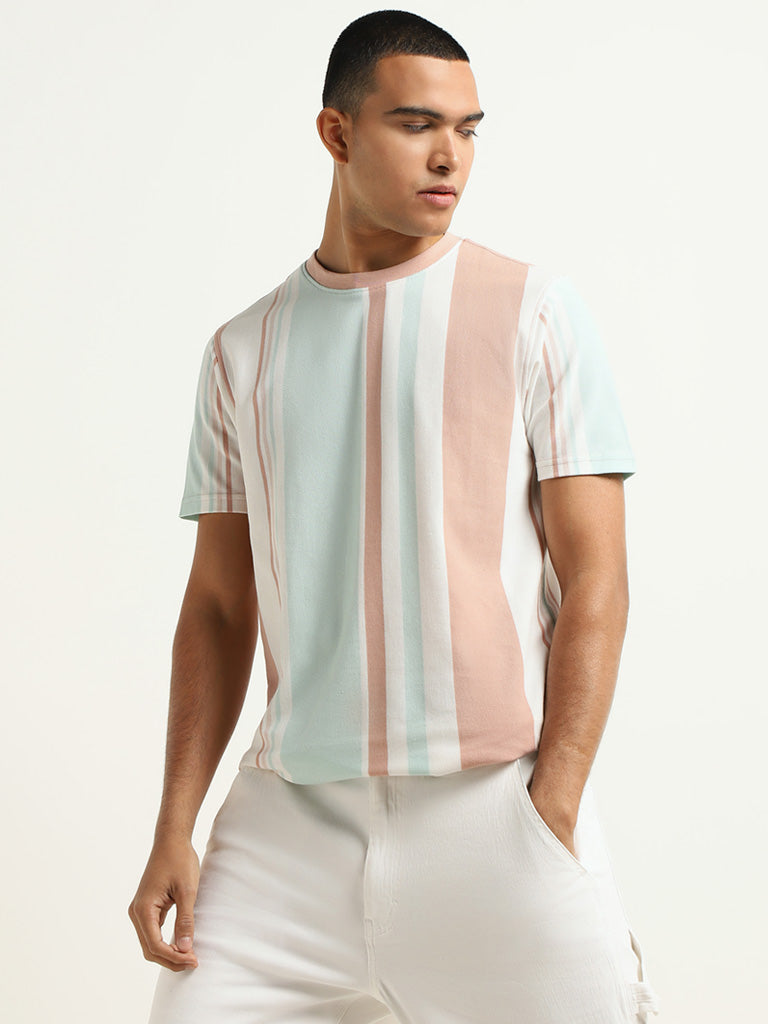 Nuon Multicolor Striped Slim Fit T-Shirt