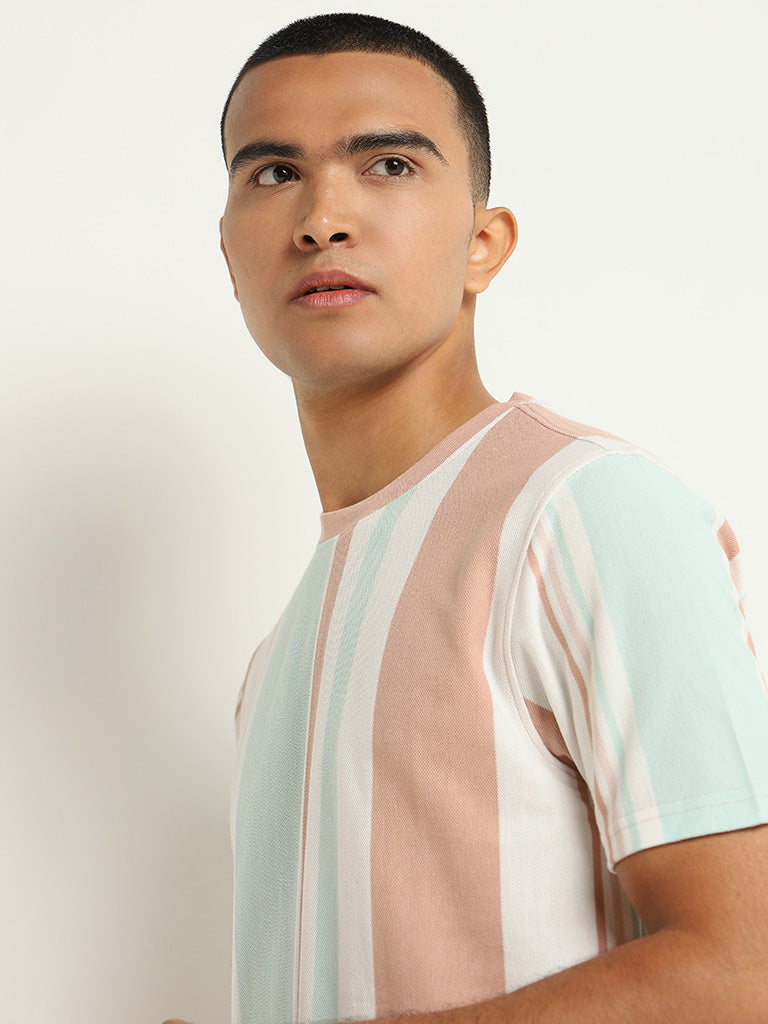 Nuon Multicolor Striped Slim Fit T-Shirt
