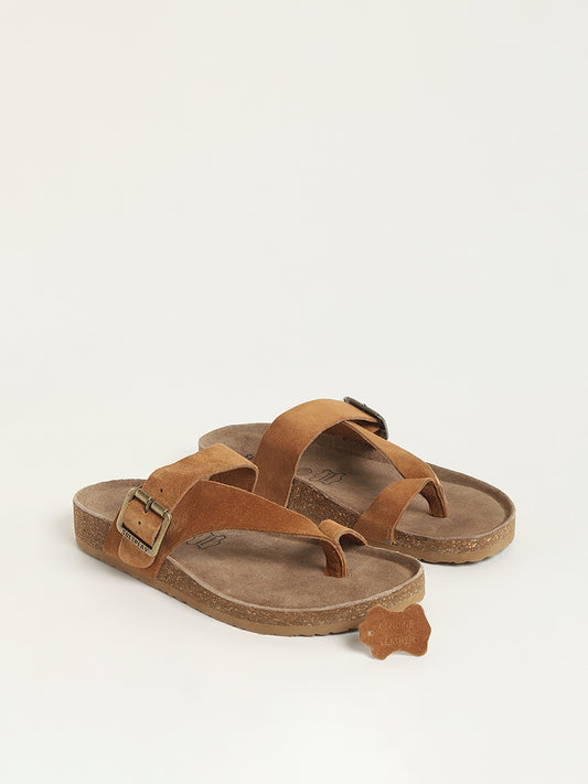SOLEPLAY Brown Toe-Ring Comfort Leather Sandals