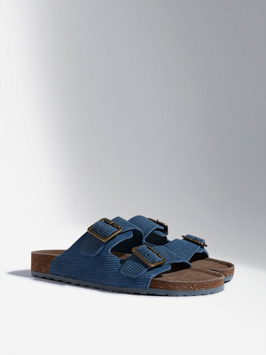 SOLEPLAY Blue Dual-Strap Leather Sandals