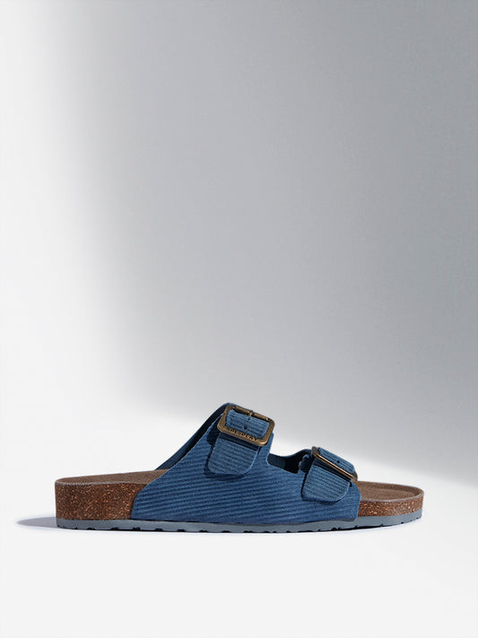 SOLEPLAY Blue Dual-Strap Leather Sandals
