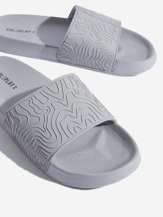 SOLEPLAY Grey Wave-Textured Slides