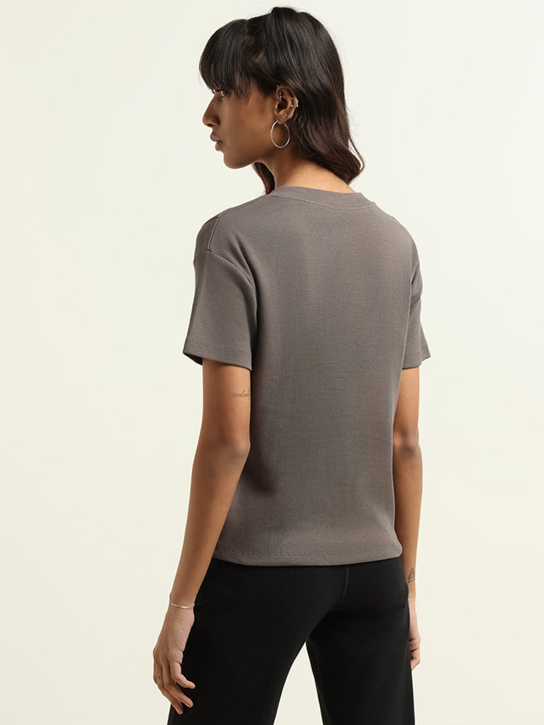 Studiofit Grey Printed T-Shirt