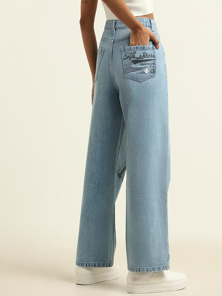 Nuon Blue Straight - Fit High - Rise Jeans