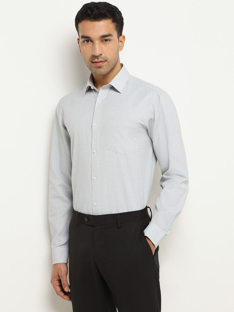 WES Formals Grey Printed Relaxed Fit Shirt