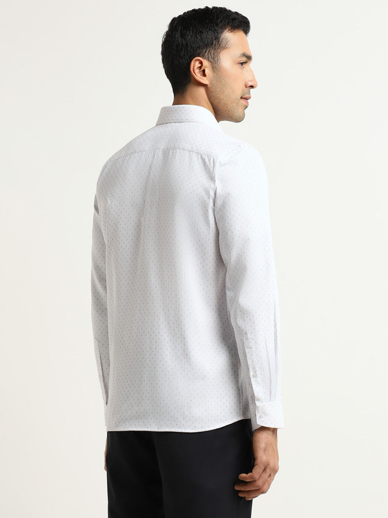 WES Formals White Printed Slim Fit Shirt