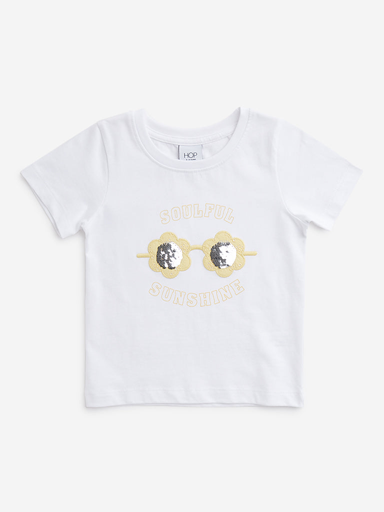 HOP Kids Off-White Printed T-Shirt