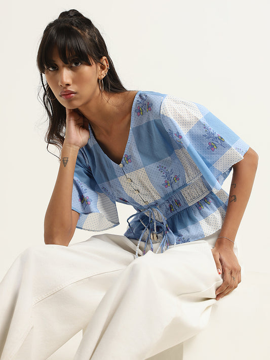 Bombay Paisley Blue Printed Cotton Top