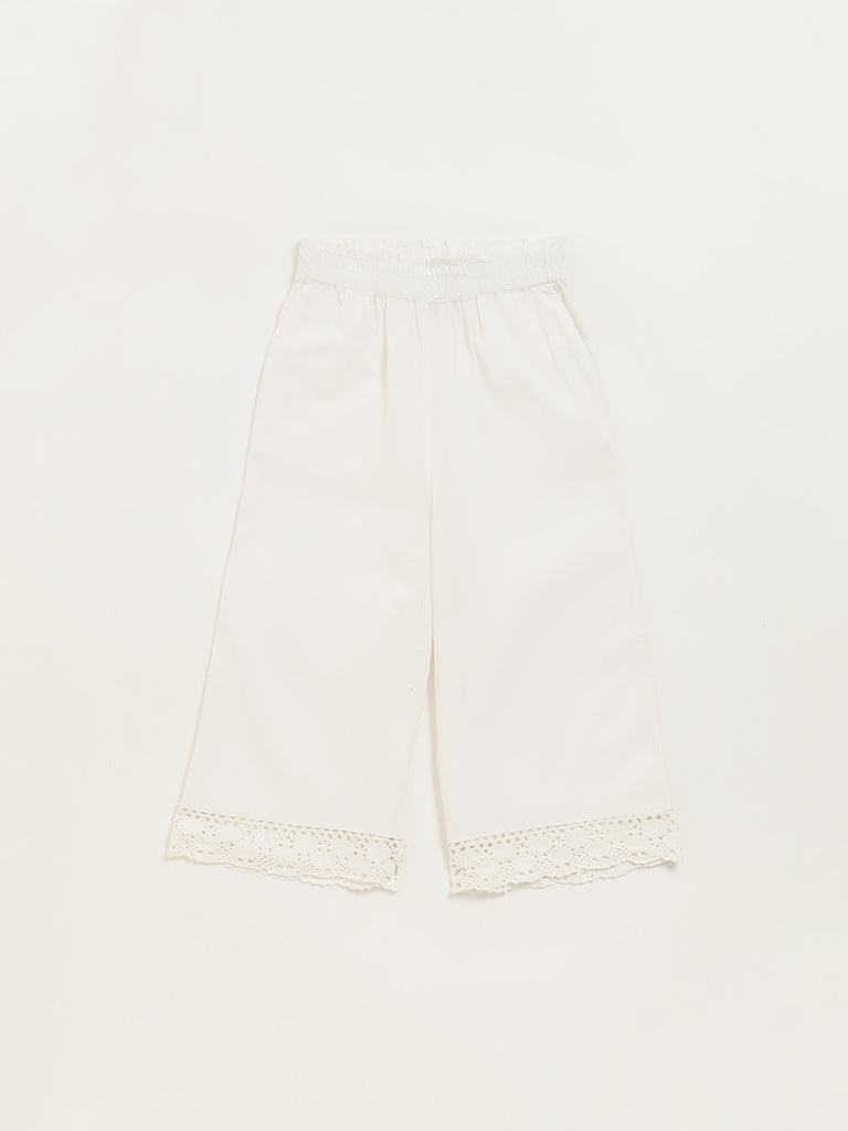 Utsa Kids White Straight-Leg Pants (2 - 8yrs)