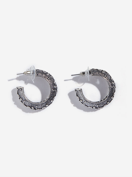 Westside Accessories Silver Lasercut Design Hoop Earrings