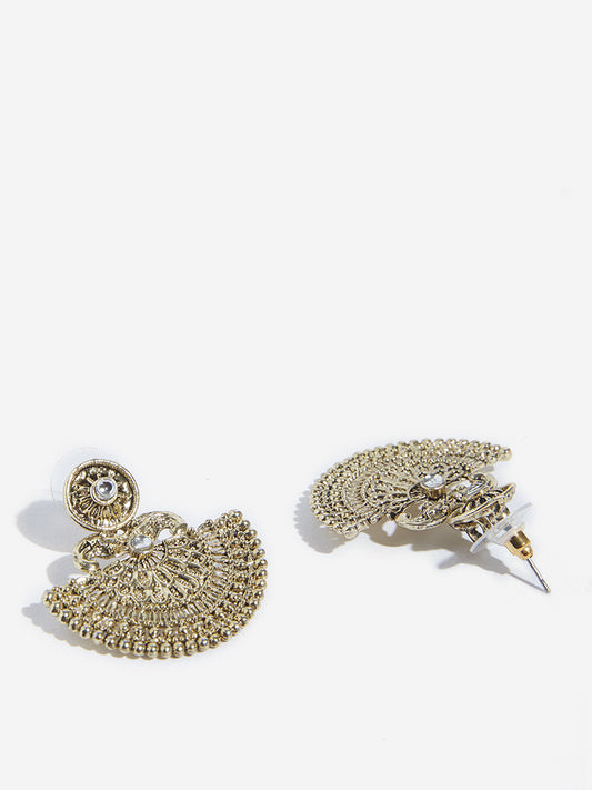 Westside Accessories Gold Crescent Design Drop Earrings