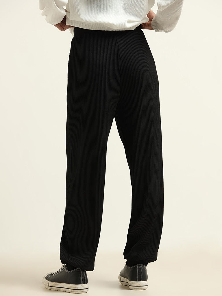 Studiofit Black Relaxed Fit Track Pants