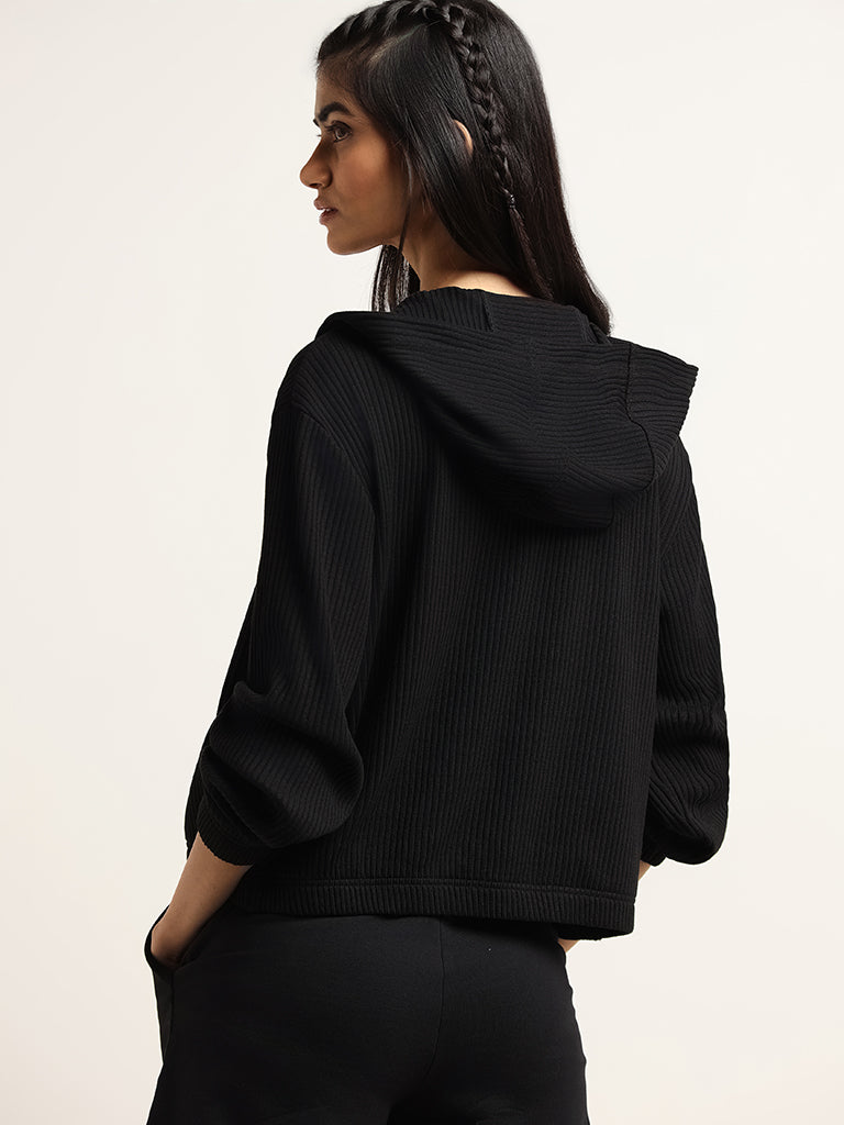 Studiofit Black Zip-Through Cotton Blend Jacket