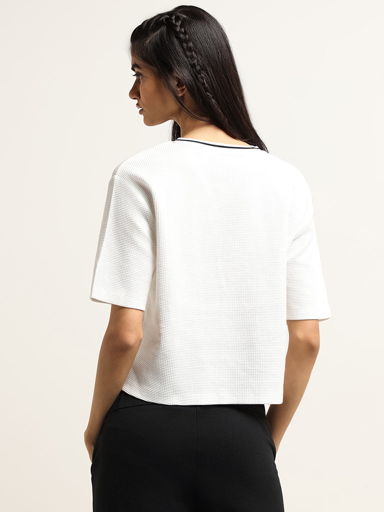 Studiofit White Cotton Loose Fit T-Shirt