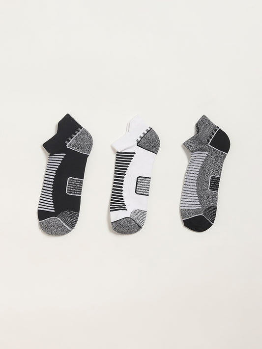 WES Lounge Black Cotton Blend Trainer Socks- Pack of 3
