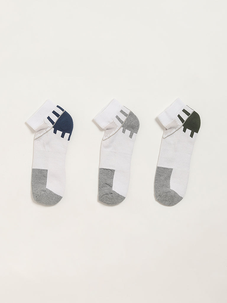 WES Lounge Grey Cotton Blend Trainer Socks- Pack of 3
