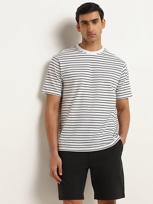 WES Lounge White Relaxed Fit Knit T-Shirt