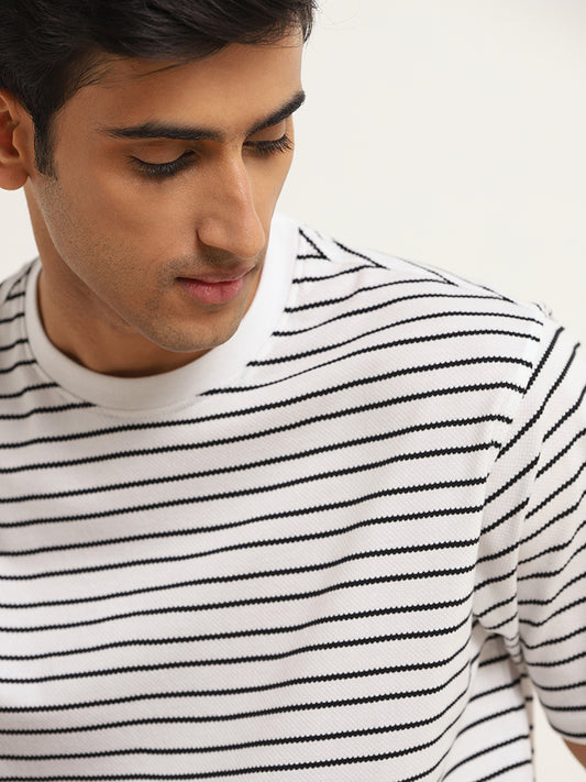 WES Lounge White Relaxed Fit Knit T-Shirt