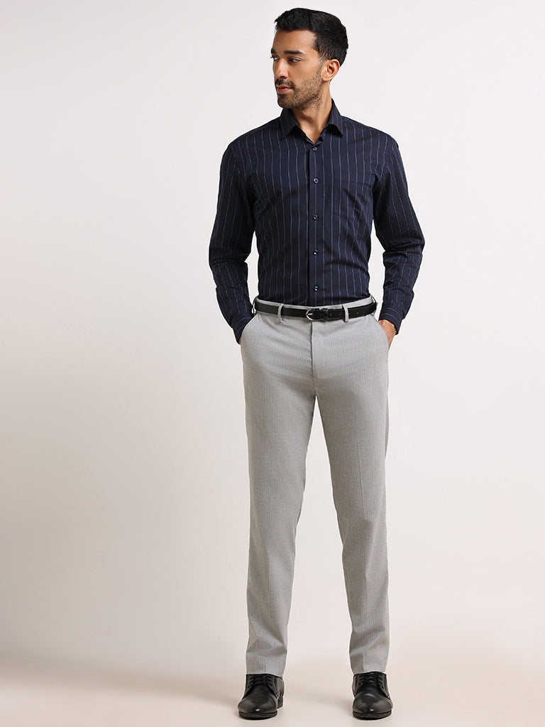 WES Formals Navy Relaxed Fit Shirt