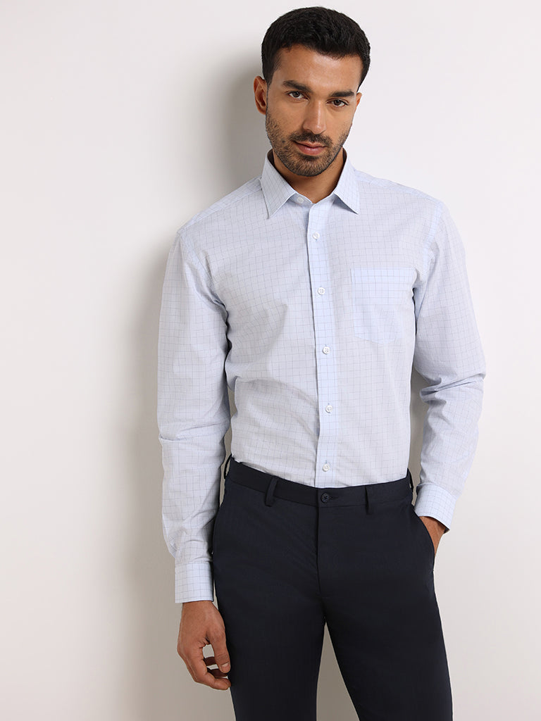WES Formals Light Blue Relaxed Fit Shirt