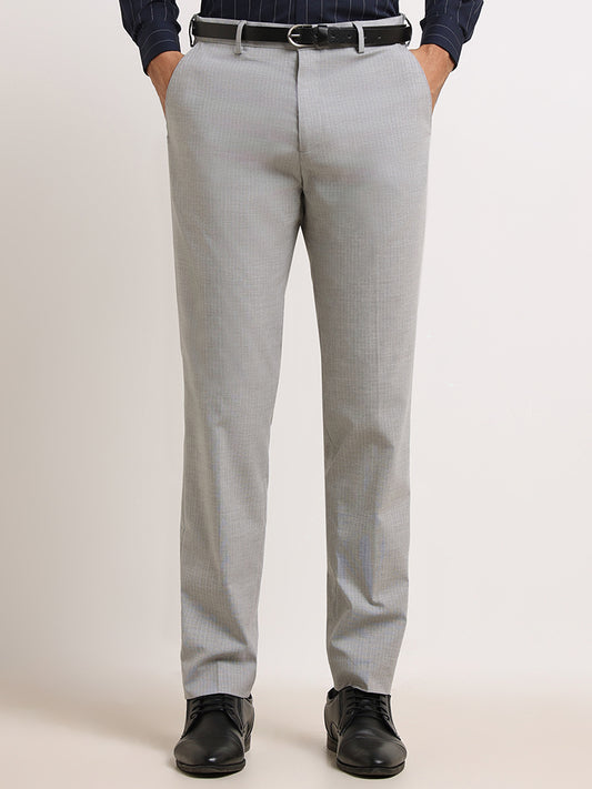 WES Formals Grey Slim Fit Trousers
