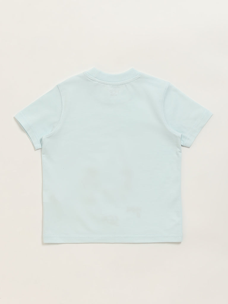 HOP Kids Blue Embroidered T-Shirt