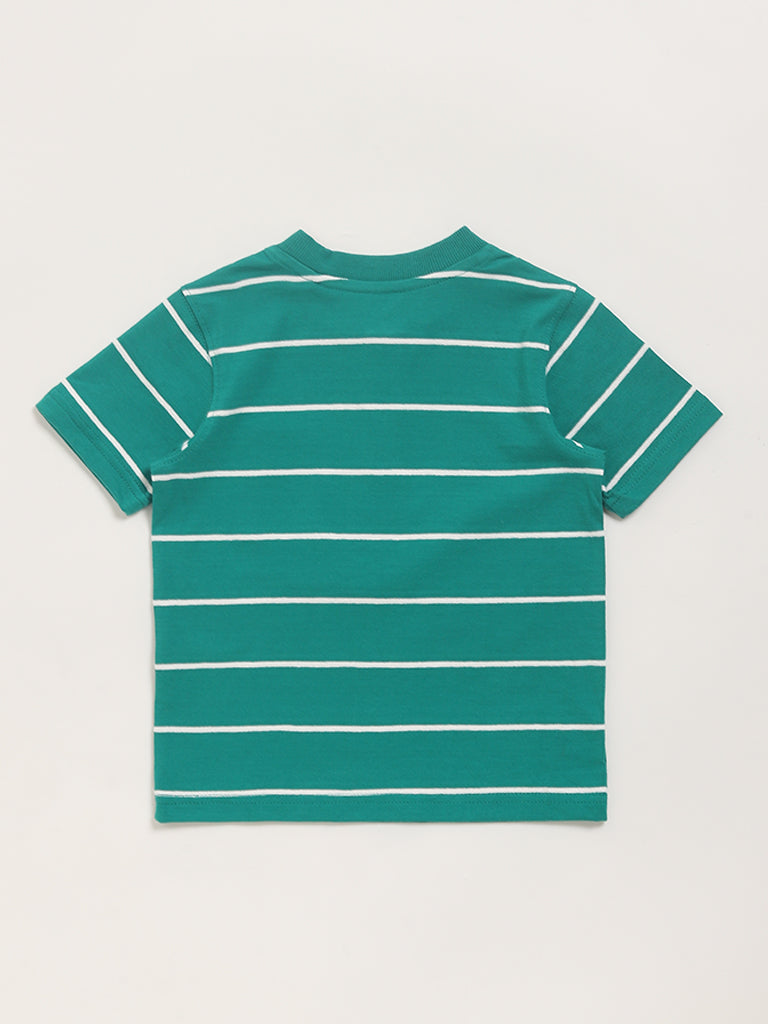 HOP Kids Green Striped T-Shirt