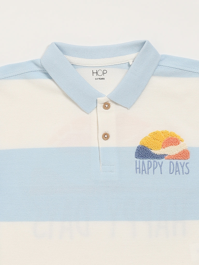 HOP Kids Blue Contrast Collared T-Shirt