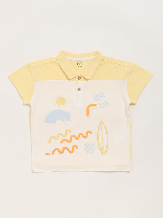 HOP Kids Yellow Contrast Collared T-Shirt