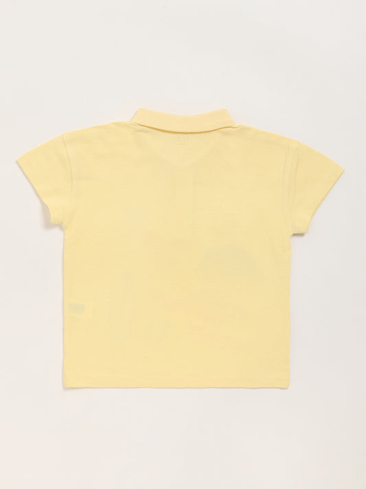 HOP Kids Yellow Contrast Collared T-Shirt