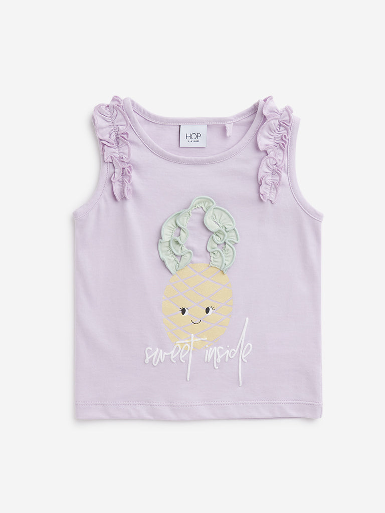 HOP Kids Light Lilac Pineapple Design Top