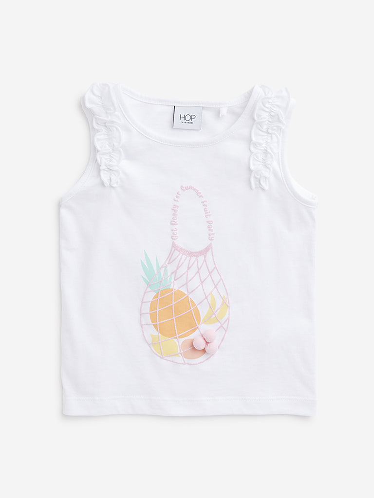 HOP Kids Off-White Ruffle-Detailed Top