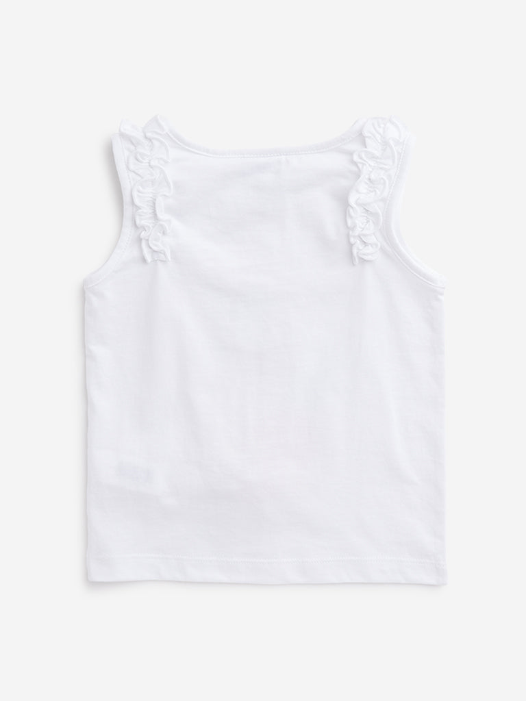 HOP Kids Off-White Ruffle-Detailed Top