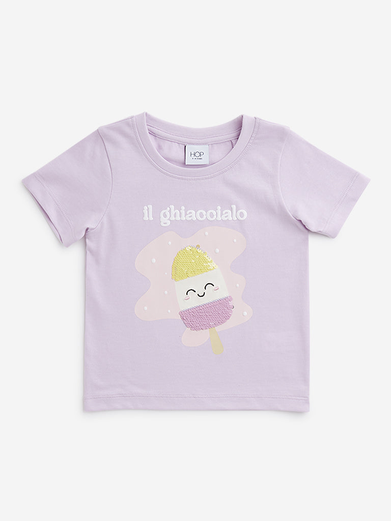 HOP Kids Lilac Ice Cream Design T-Shirt