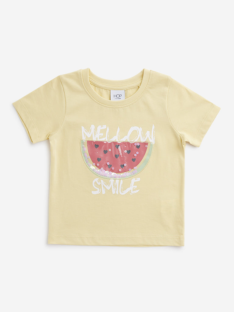 HOP Kids Yellow Watermelon Printed T-Shirt